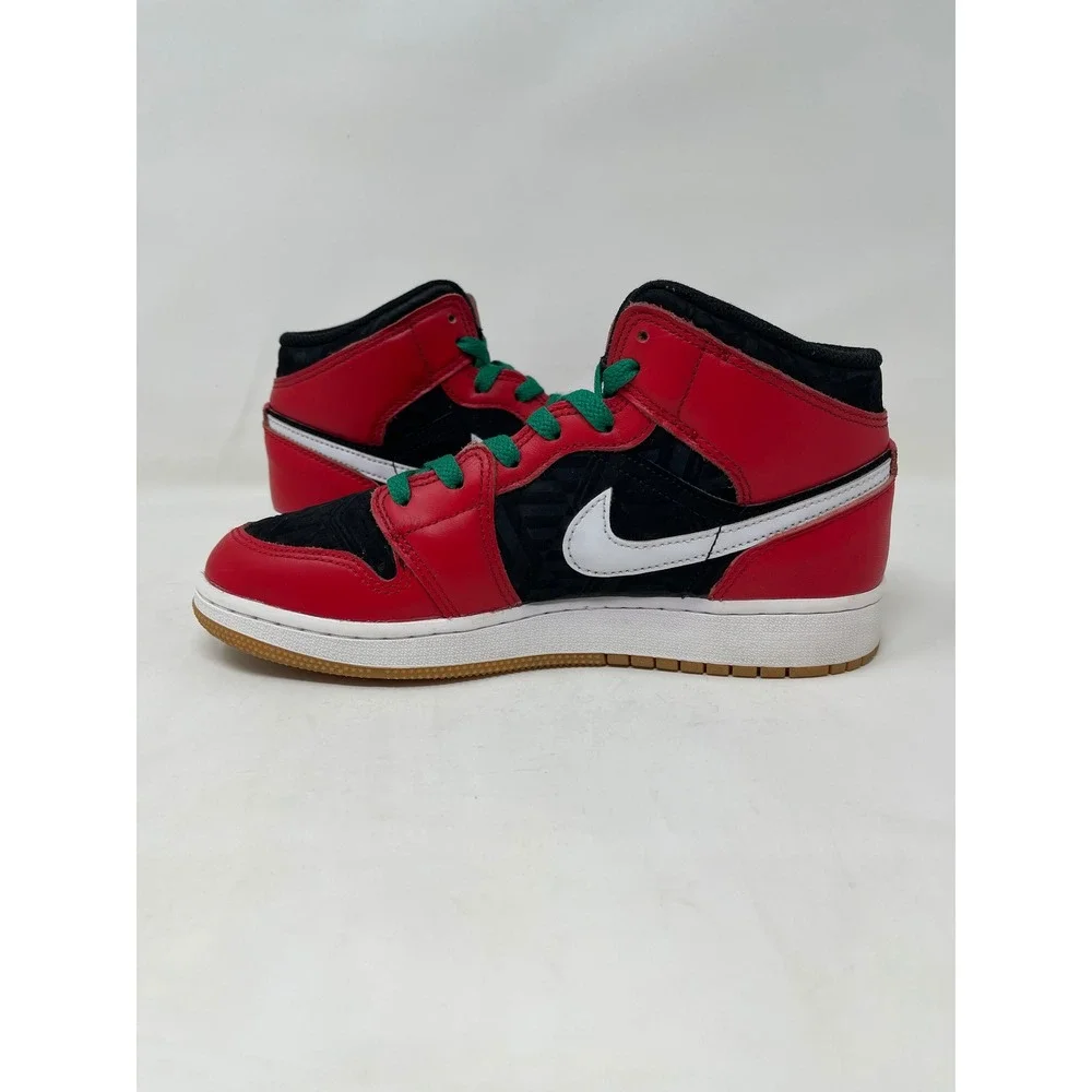 Nike Air Jordan 1 Mid SE GS Christmas Red Black Green DQ8418-006 Kids Size 6Y
